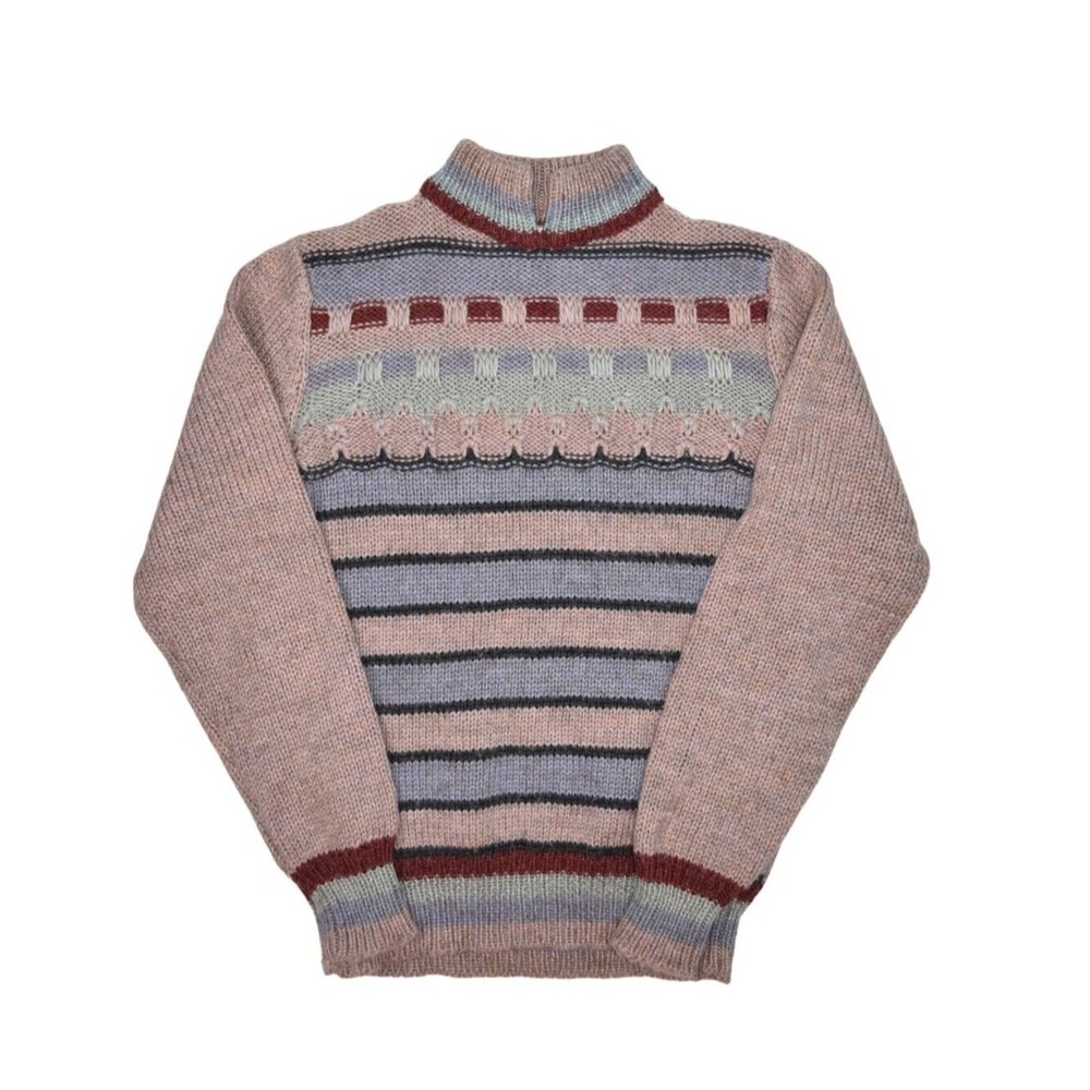 Jason Maxwell Sweater Womens Large Wool Blend Striped Mock Neck Raglan Pullover